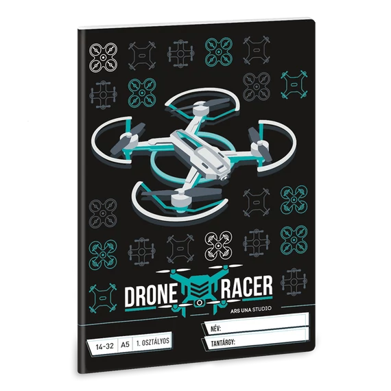 Füzet iskolai A5, 32lap, vonalas 14-32 1.osztályos Ars Una DRONE RACER (5131) 22 10db/csomag