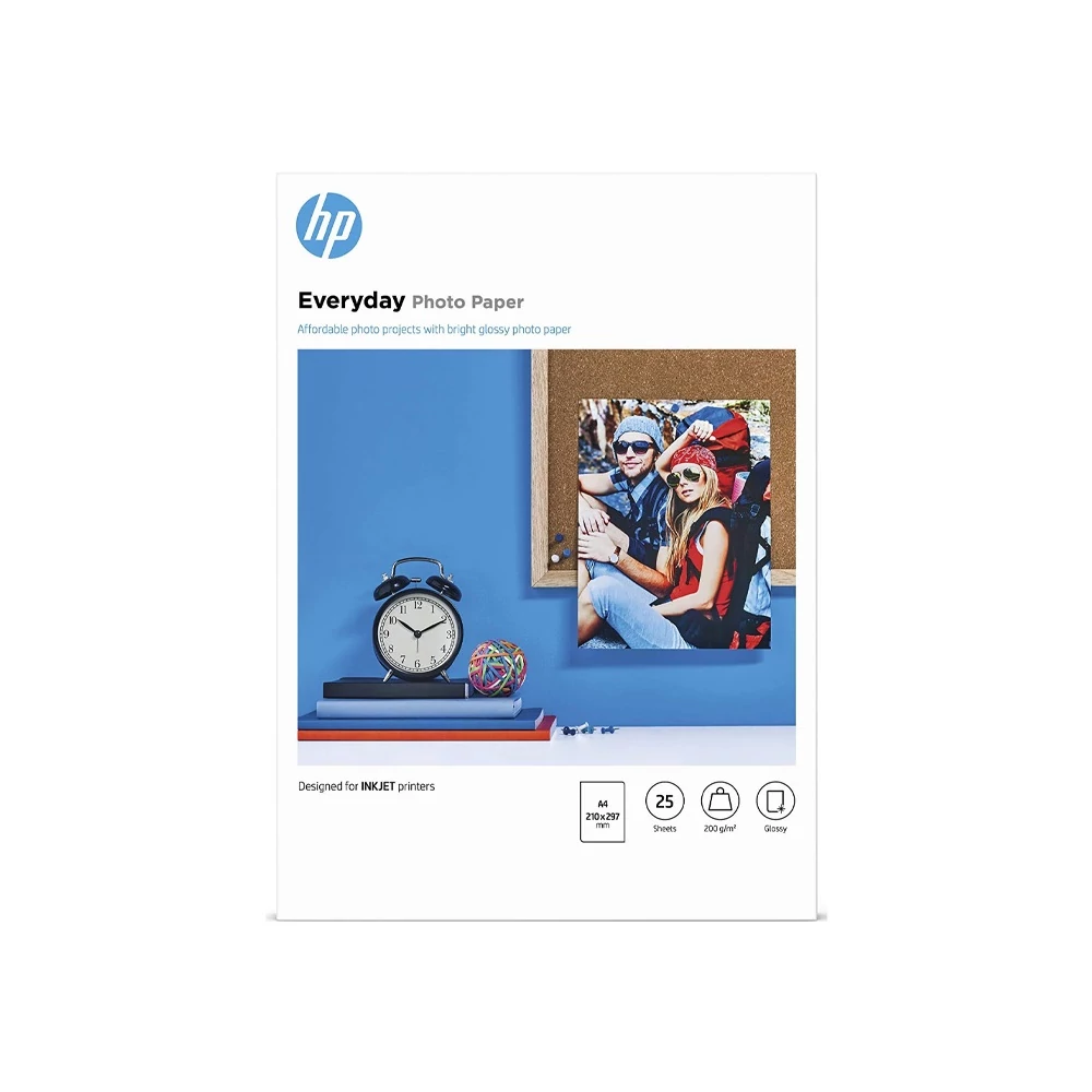 Fotópapír, tintasugaras, A4, 200 g, fényes 25ív/csomag, HP Q5451A