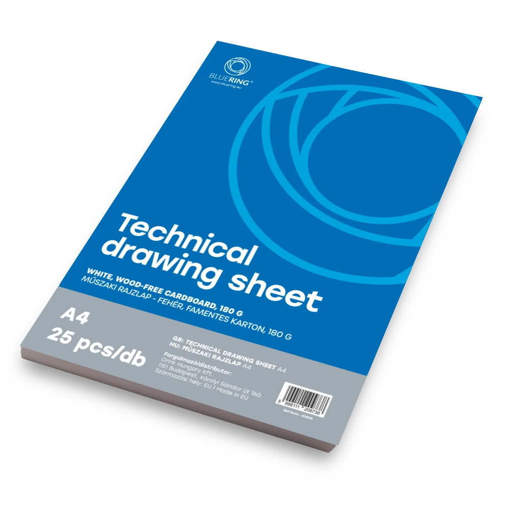Műszaki rajzlap A4, 180g. 25ív/csomag, Bluering®